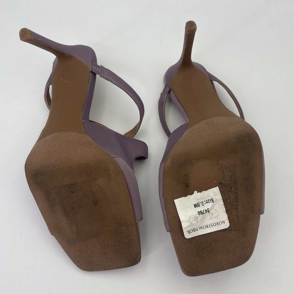 Nordstrom Rack High Heel Sandals Size 9.5 Light Purple Satin Shoes Strappy - Picture 9 of 10